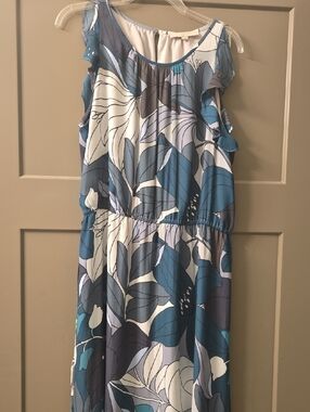 LOFT Blue and White Floral Maxi Dress